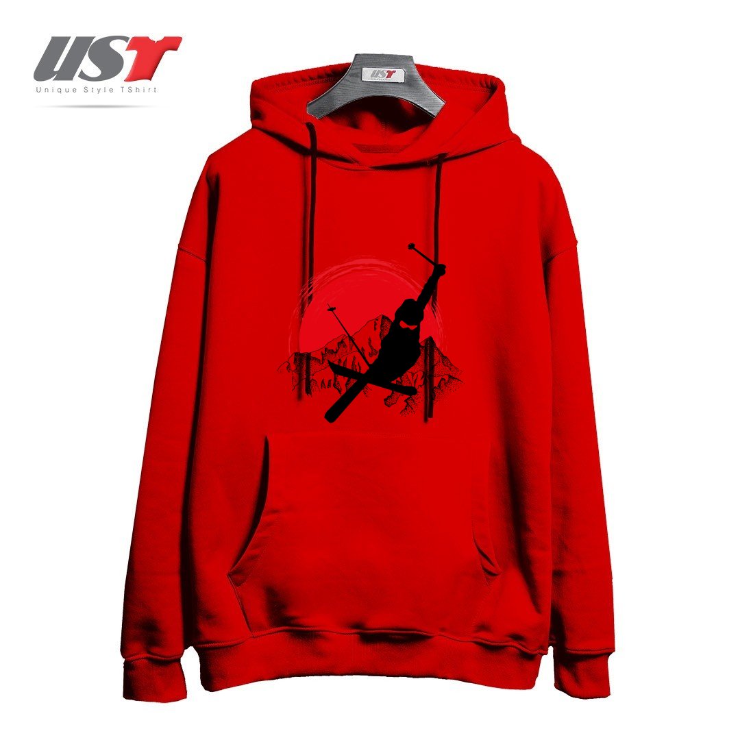 طرح MY SKI AND SNOW ART7 هودی اورسایزرنگ قرمز