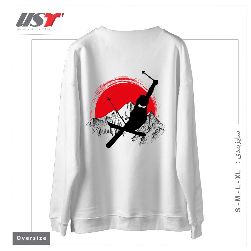 طرح MY SKI AND SNOW ART7 سوییشرت اورسایزرنگ سفید