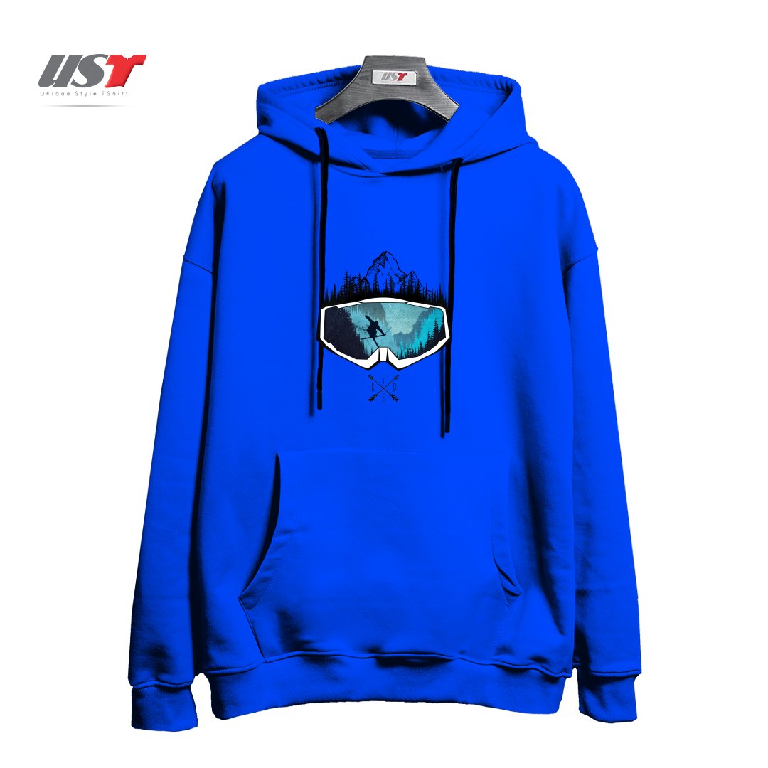 طرح MY SKI AND SNOW ART451 هودی اورسایزرنگ آبی شالی