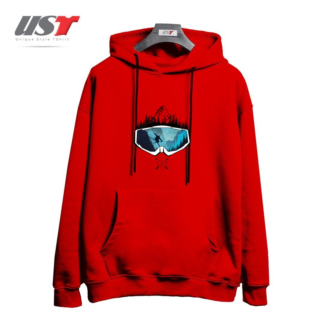 طرح MY SKI AND SNOW ART451 هودی اورسایزرنگ قرمز