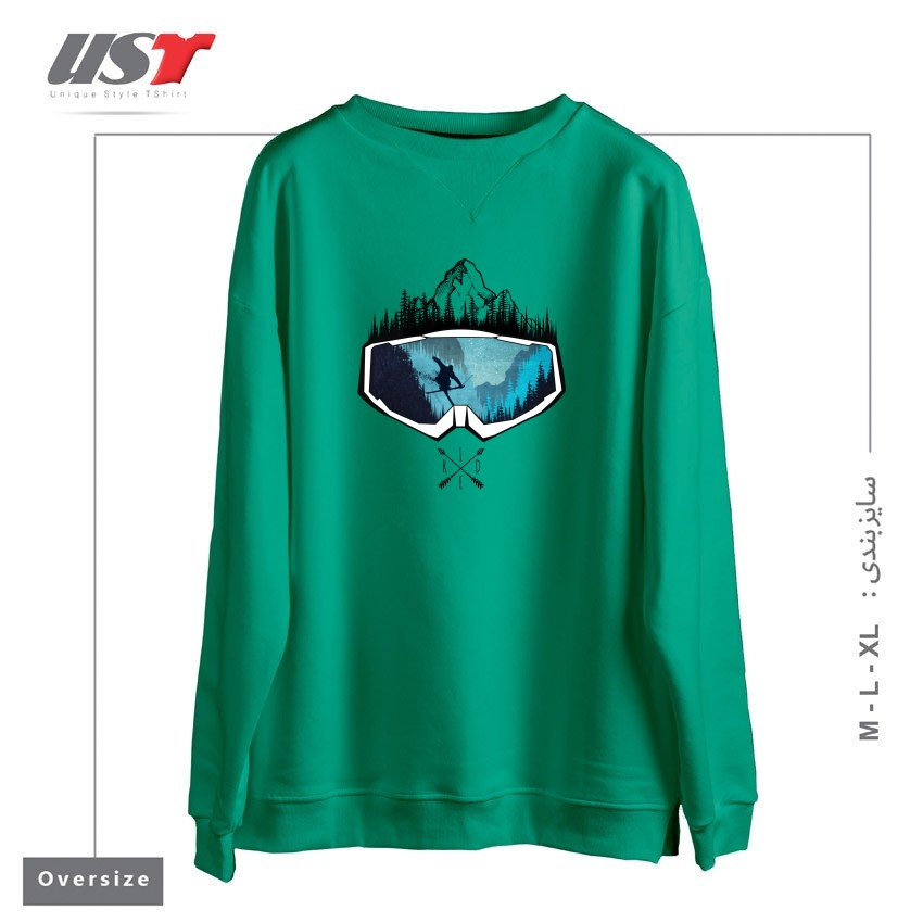 طرح MY SKI AND SNOW ART451 سوییشرت اورسایزرنگ سبز سدری