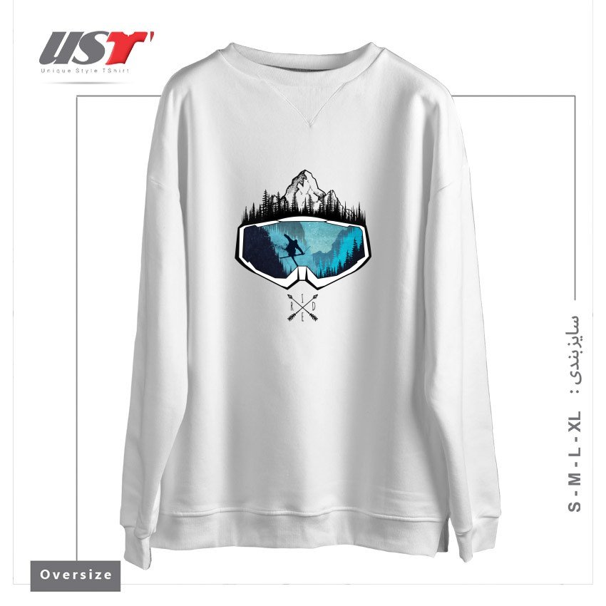 طرح MY SKI AND SNOW ART451 سوییشرت اورسایزرنگ سفید