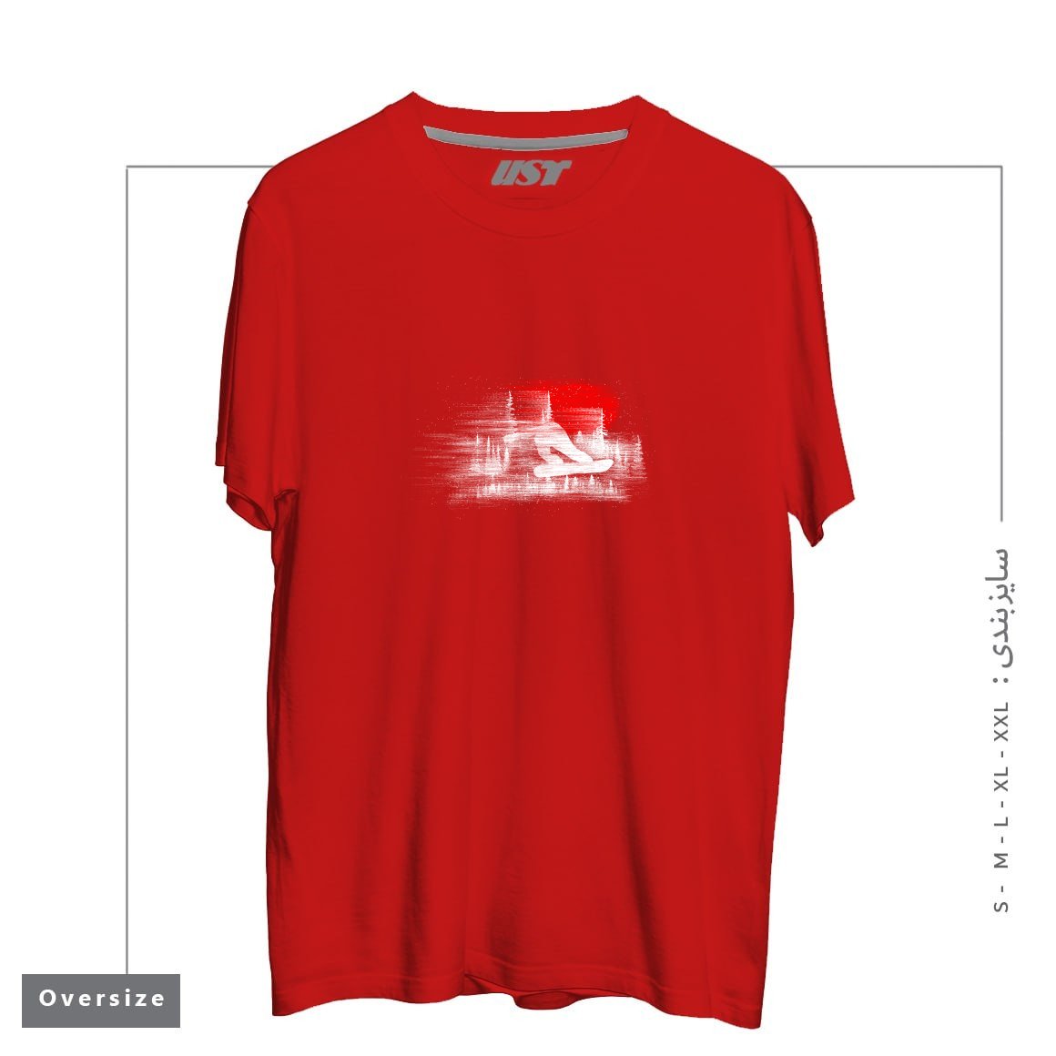 طرح MY SNOWBOARD ART تیشرت اورسایزرنگ قرمز