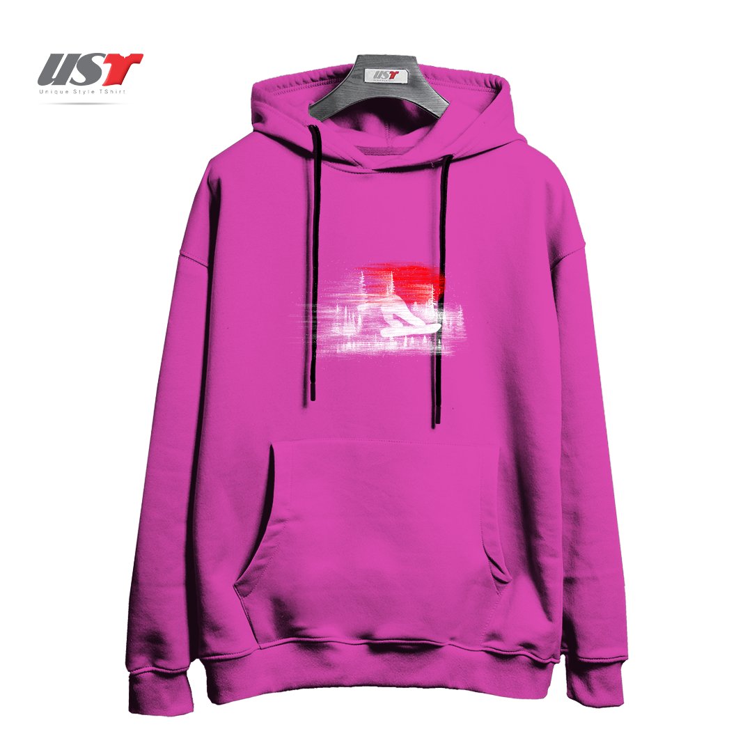 طرح MY SNOWBOARD ART هودی اورسایزرنگ صورتی