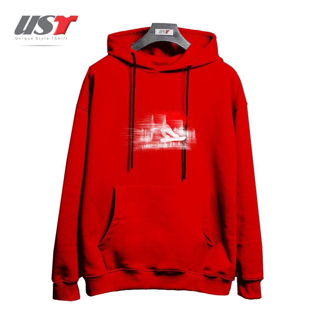 طرح MY SNOWBOARD ART هودی اورسایزرنگ قرمز