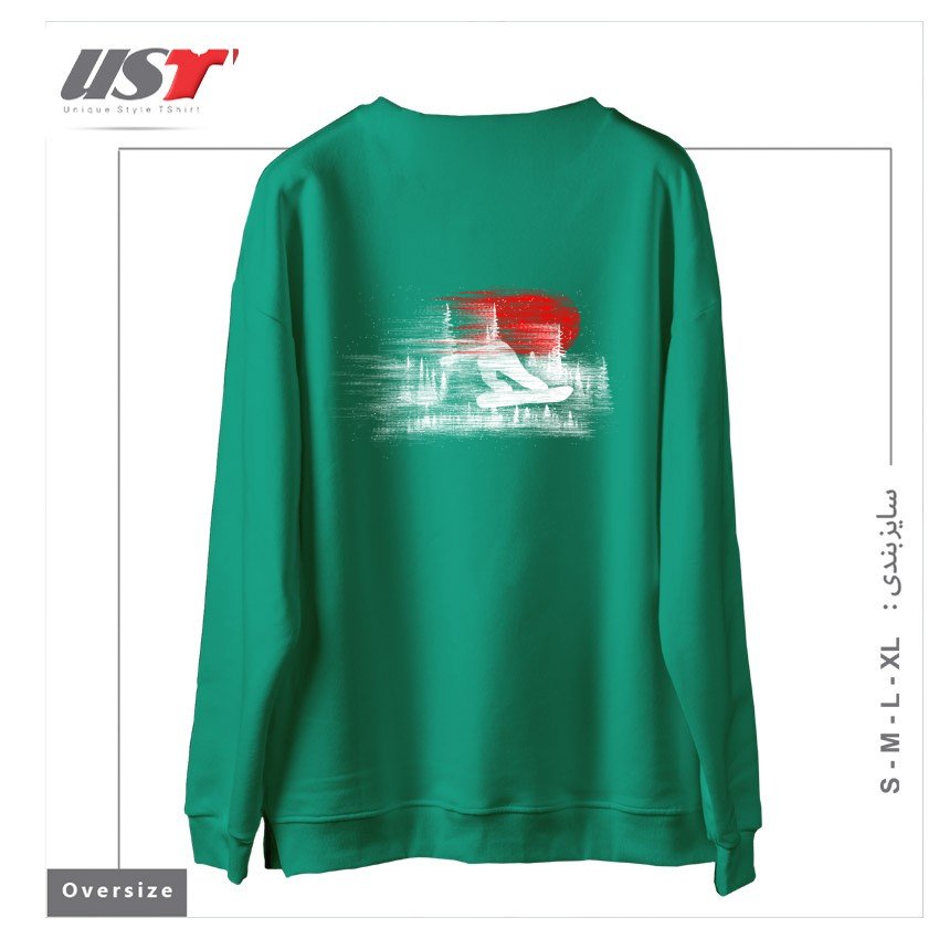 طرح MY SNOWBOARD ART سوییشرت اورسایزرنگ سبز سدری