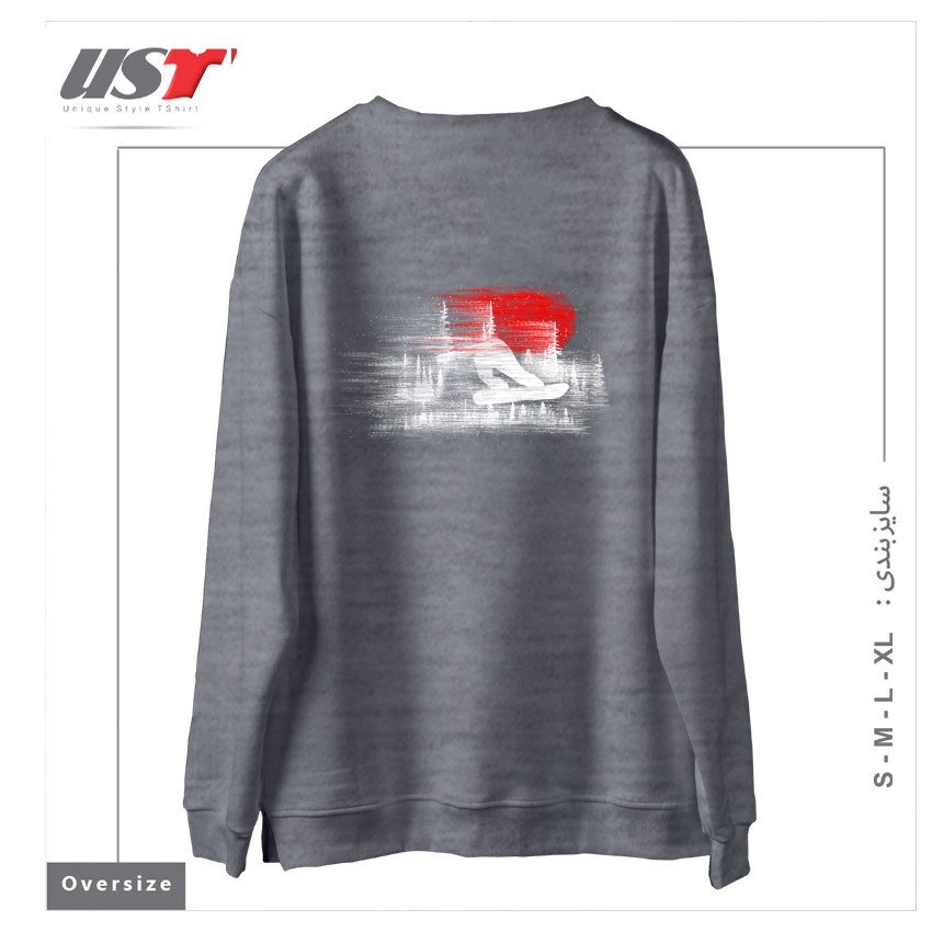 طرح MY SNOWBOARD ART سوییشرت اورسایزرنگ طوسی ملانژ