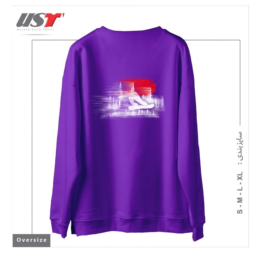طرح MY SNOWBOARD ART سوییشرت اورسایزرنگ بنفش