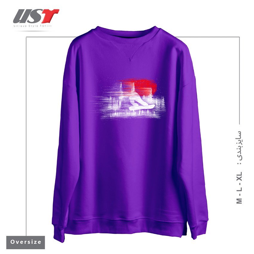 طرح MY SNOWBOARD ART سوییشرت اورسایزرنگ بنفش