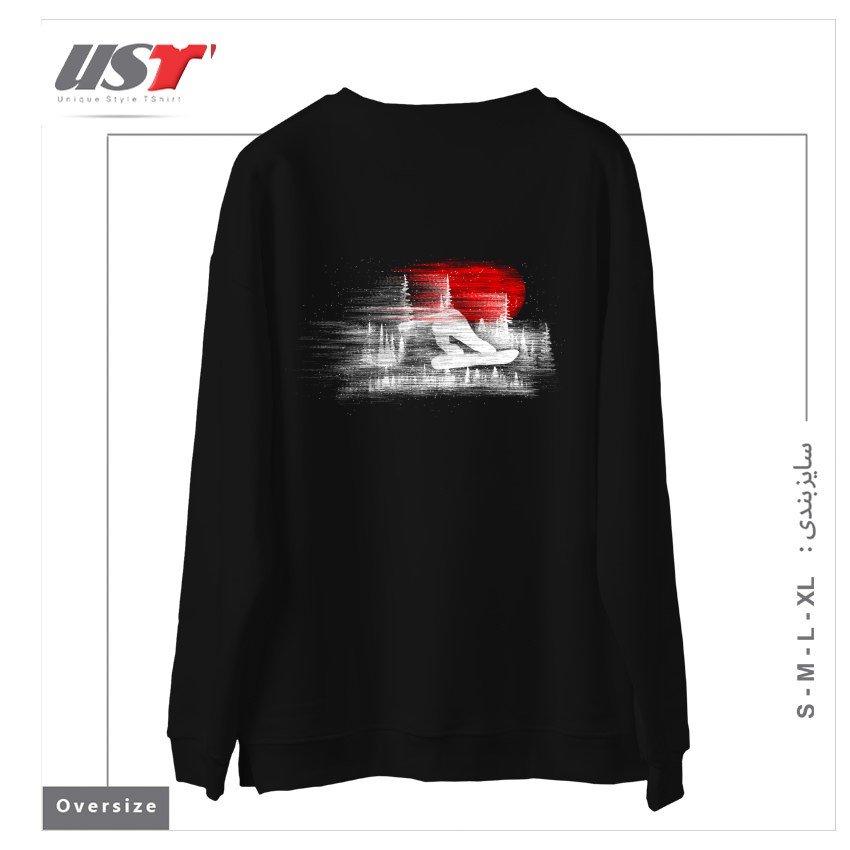 طرح MY SNOWBOARD ART سوییشرت اورسایزرنگ مشکی