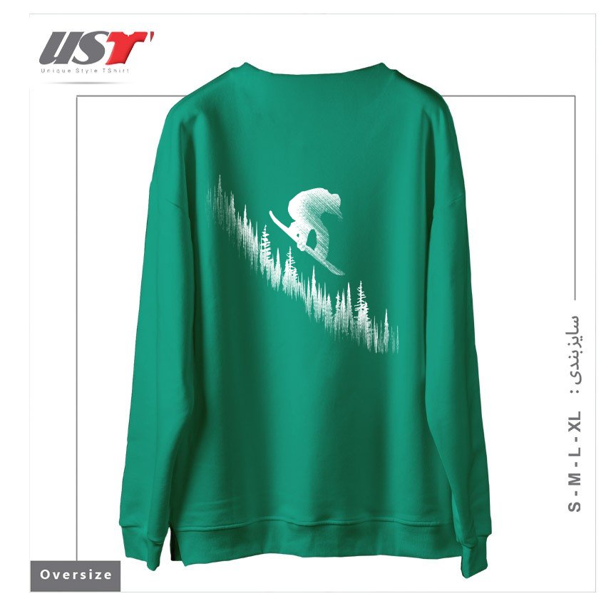 طرح MY SNOWBOARD ART2 سوییشرت اورسایزرنگ سبز سدری