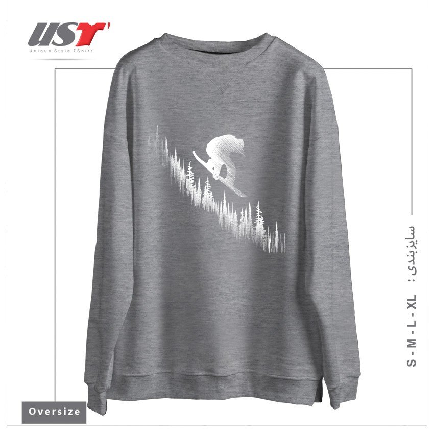 طرح MY SNOWBOARD ART2 سوییشرت اورسایزرنگ طوسی ملانژ