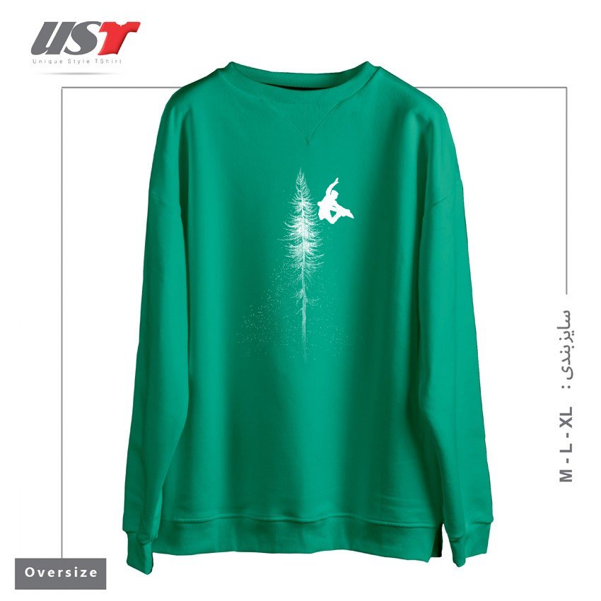 طرح MY SNOWBOARD ART597 سوییشرت اورسایزرنگ سبز سدری