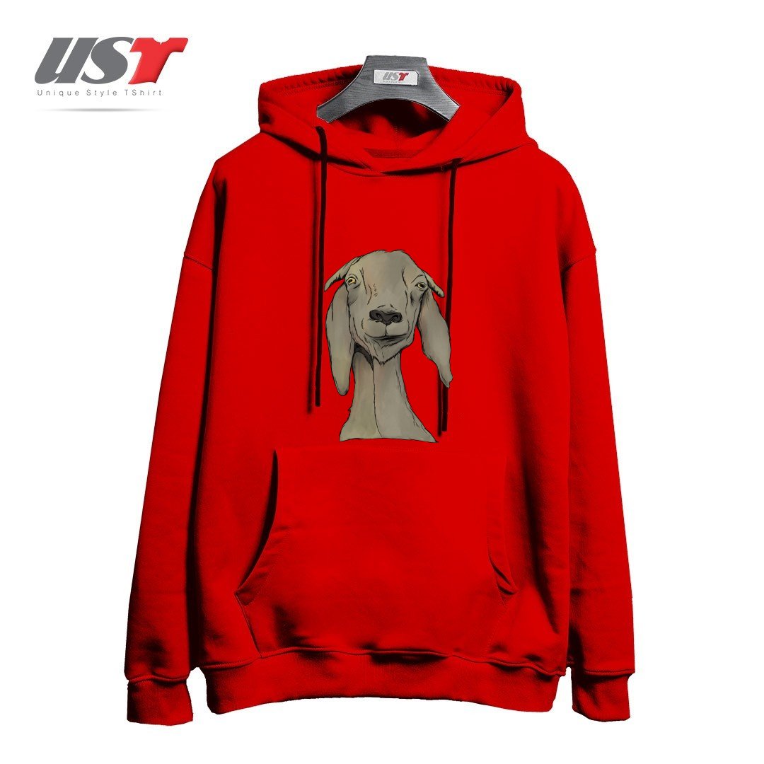 طرح GOAT! هودی اورسایزرنگ قرمز