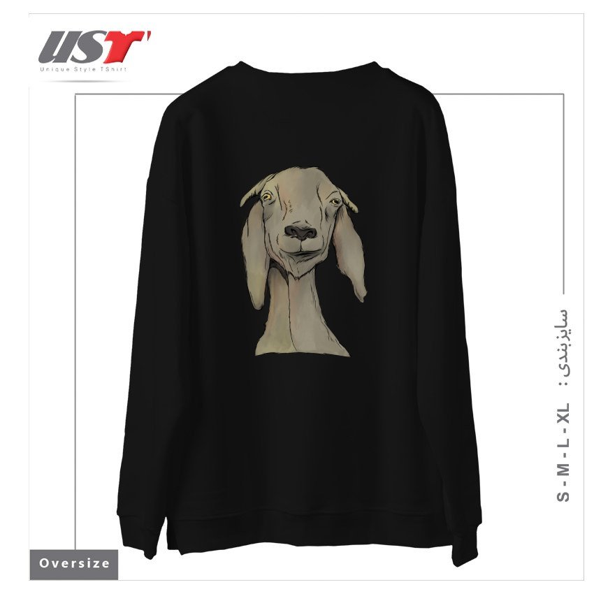 طرح GOAT! سوییشرت اورسایزرنگ مشکی