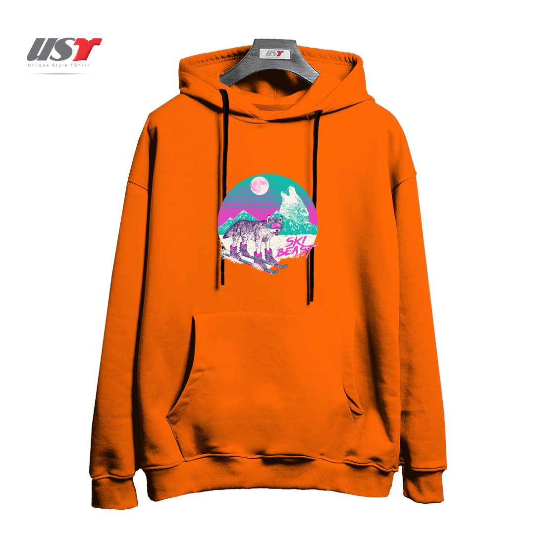 طرح SKI BEAST هودی اورسایزرنگ نارنجی
