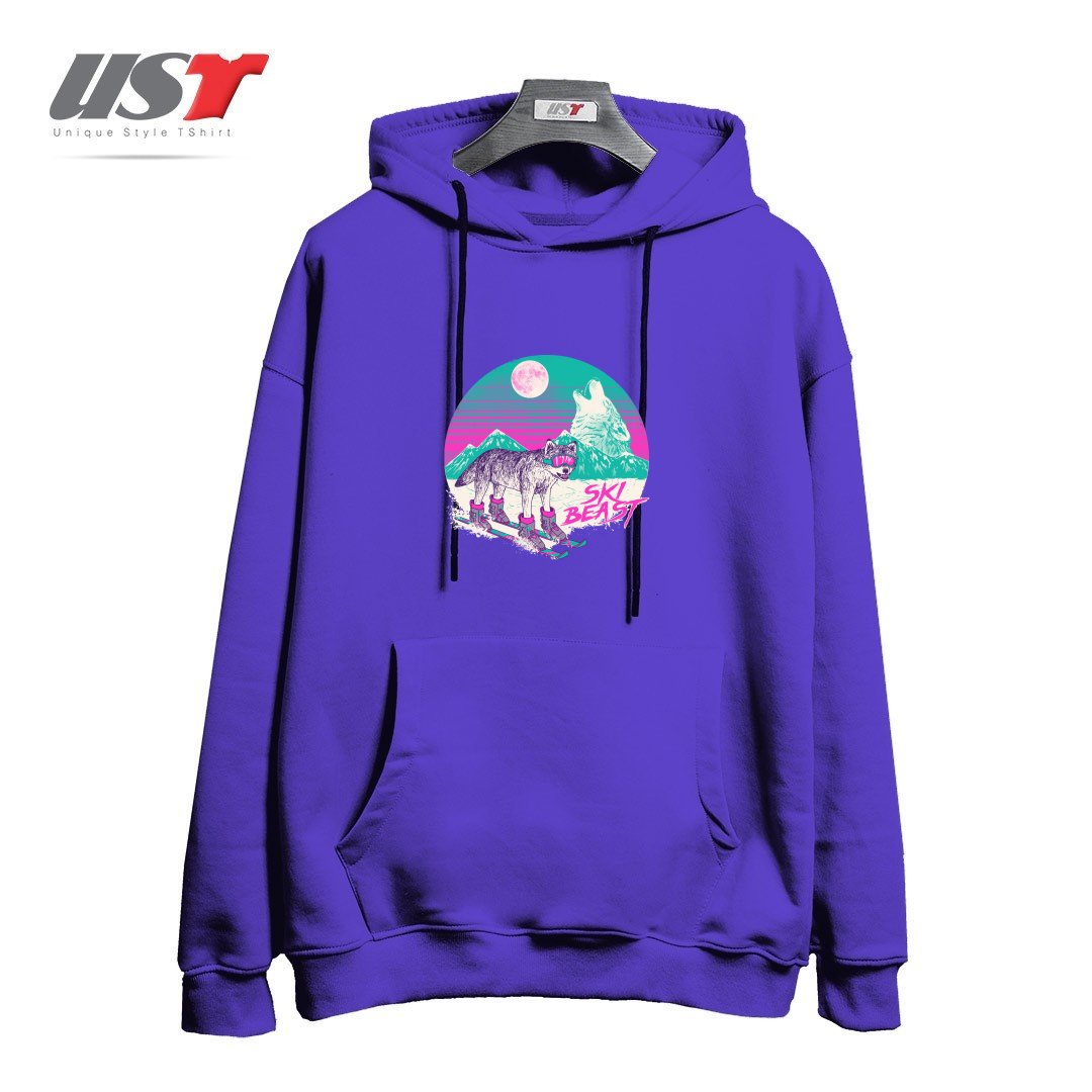 طرح SKI BEAST هودی اورسایزرنگ بنفش