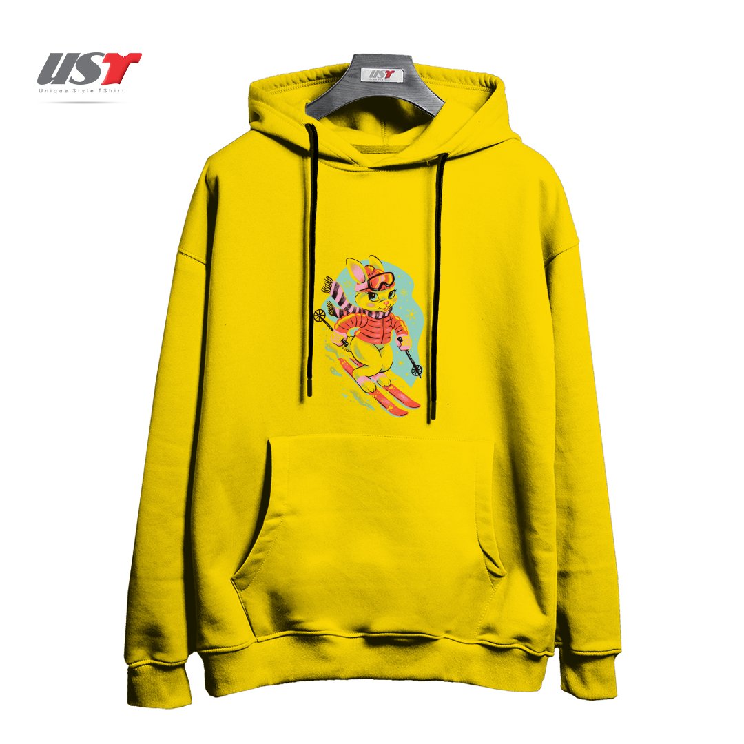 طرح SKI BUNNY هودی اورسایزرنگ زرد