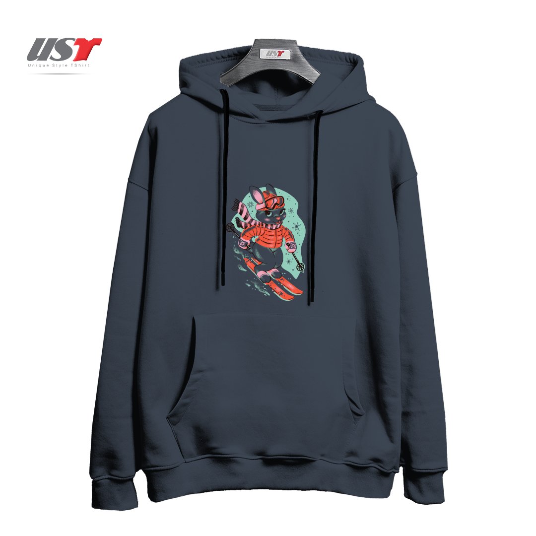 طرح SKI BUNNY هودی اورسایزرنگ دودی