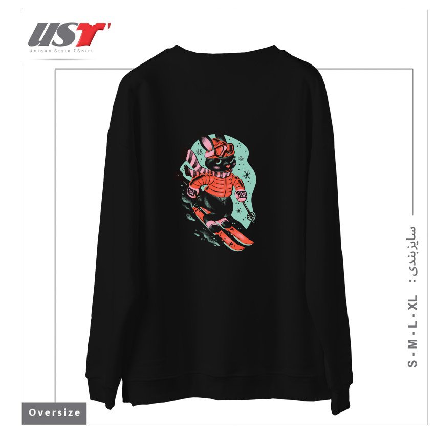 طرح SKI BUNNY سوییشرت اورسایزرنگ مشکی