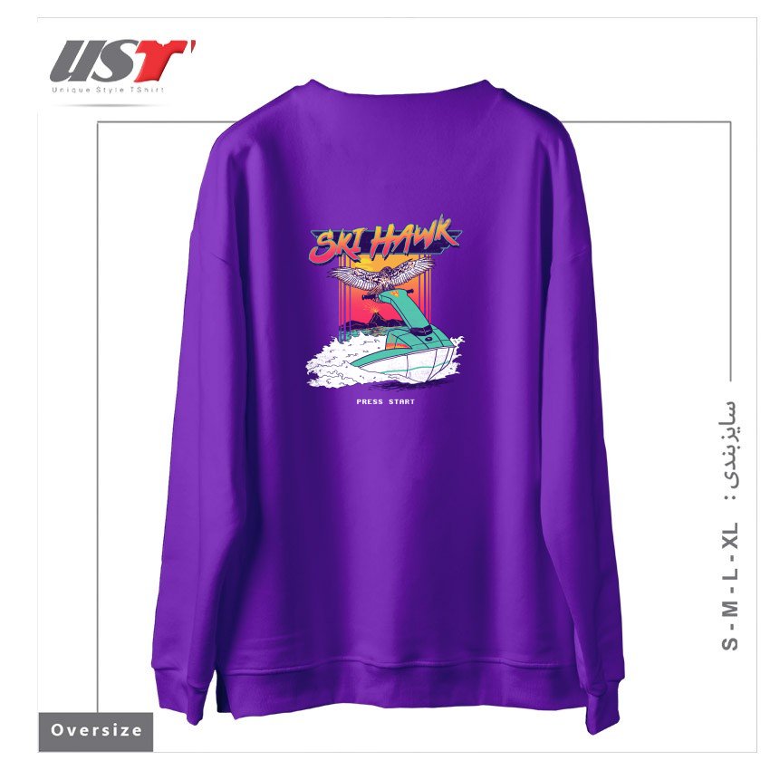 طرح SKI HAWK سوییشرت اورسایزرنگ بنفش