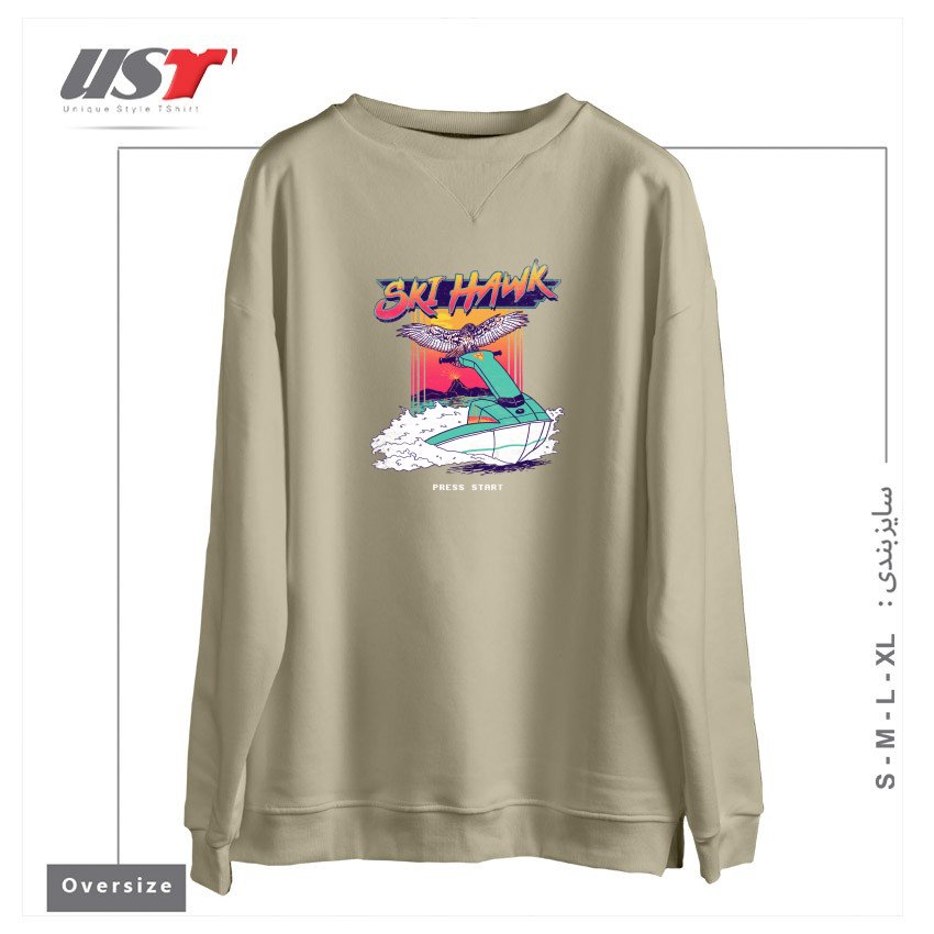 طرح SKI HAWK سوییشرت اورسایزرنگ نخودی