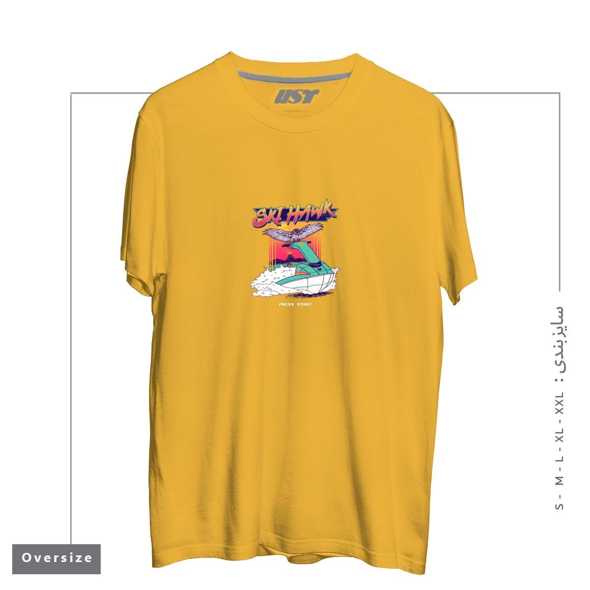 طرح SKI HAWK تیشرت اورسایزرنگ خردلی