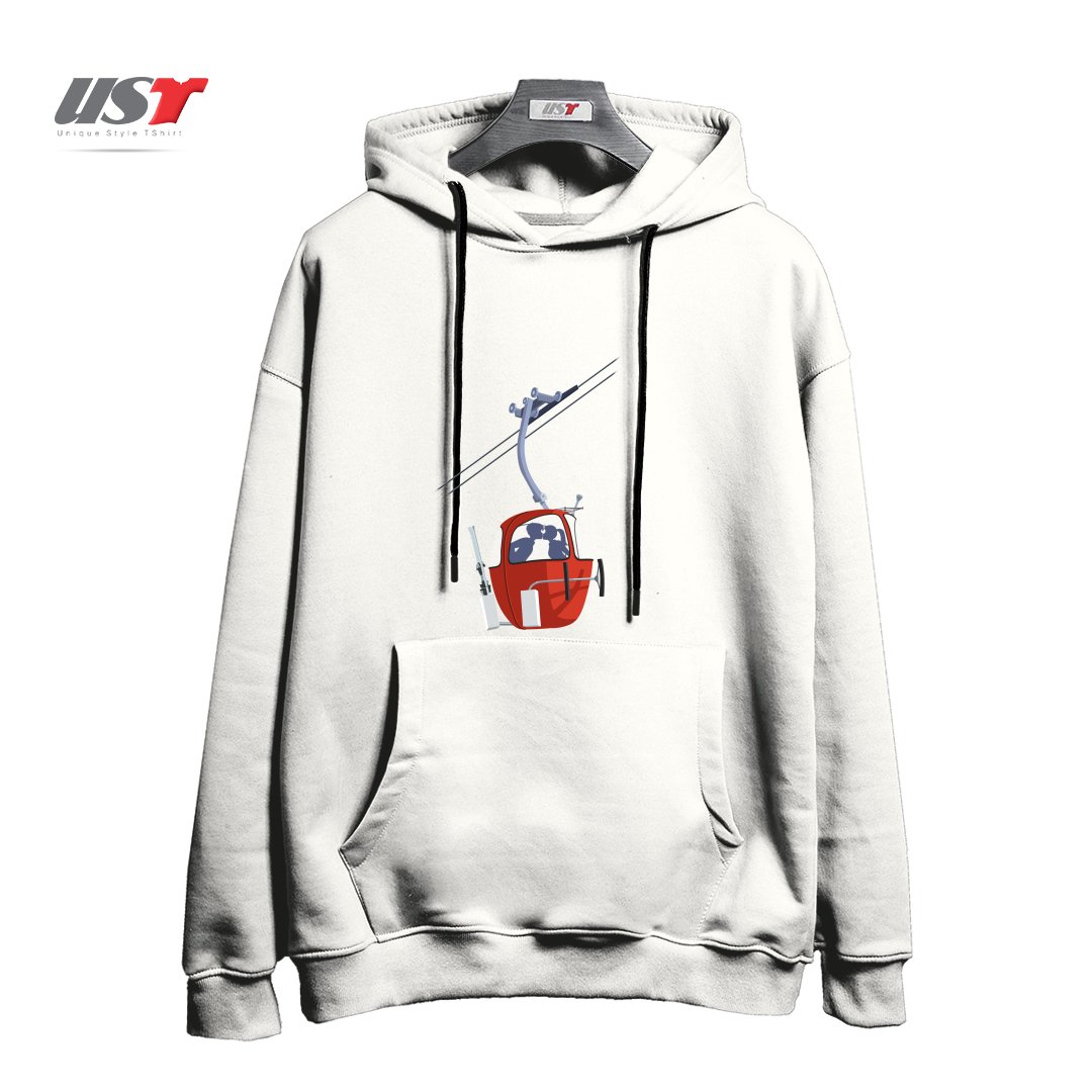 طرح SKI KISS هودی اورسایزرنگ سفید