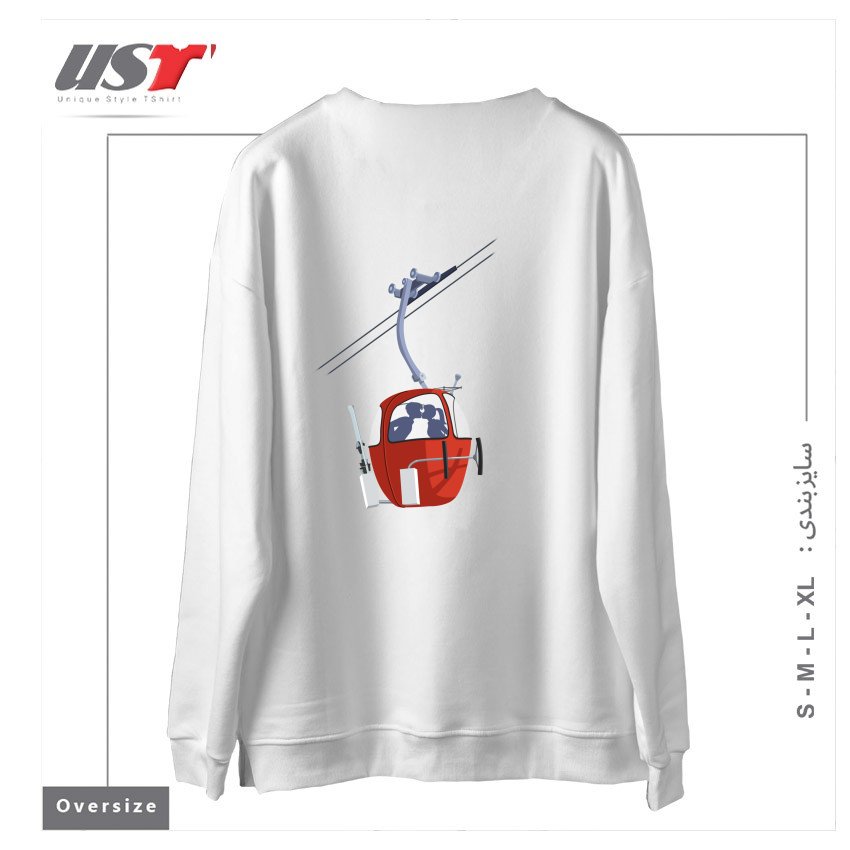 طرح SKI KISS سوییشرت اورسایزرنگ سفید