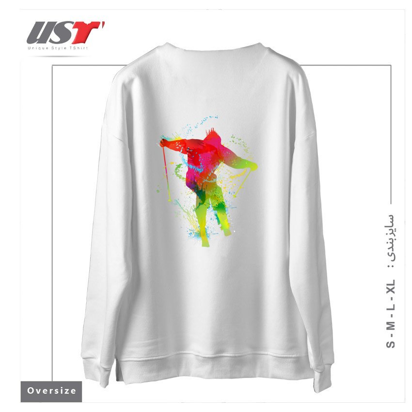 طرح SKIING سوییشرت اورسایزرنگ سفید