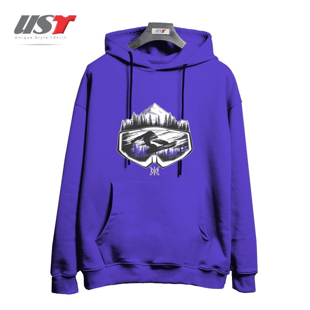 طرح SNOW AND WINTER ART هودی اورسایزرنگ بنفش