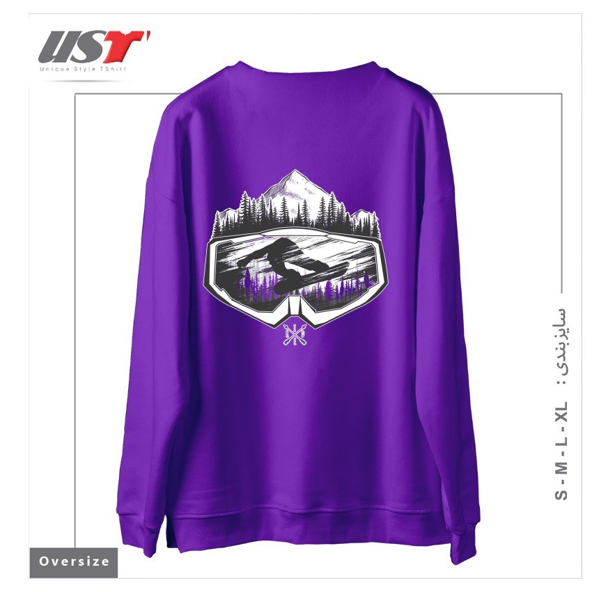طرح SNOW AND WINTER ART سوییشرت اورسایزرنگ بنفش