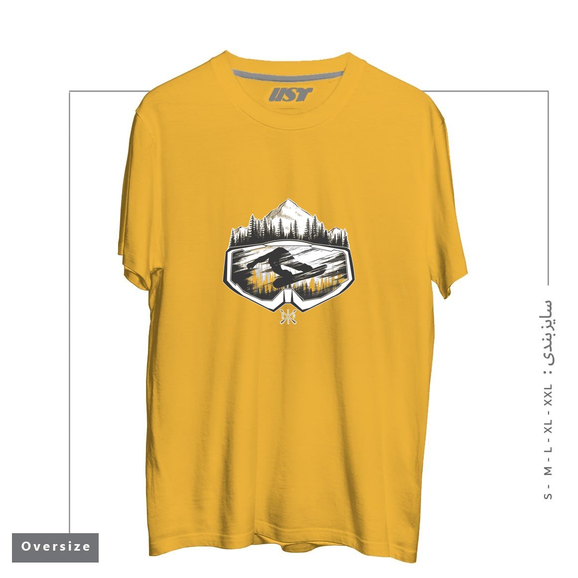 طرح SNOW AND WINTER ART تیشرت اورسایزرنگ خردلی