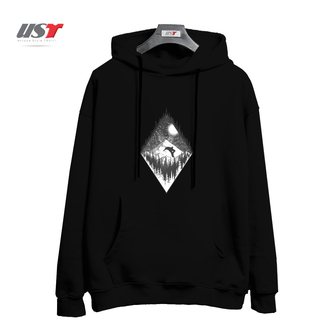 طرح SNOW AND WINTER ART58 هودی اورسایزرنگ مشکی