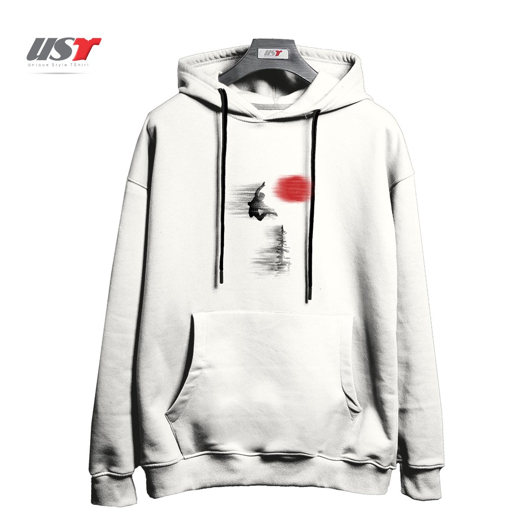 طرح SNOW AND WINTER ART85 هودی اورسایزرنگ سفید