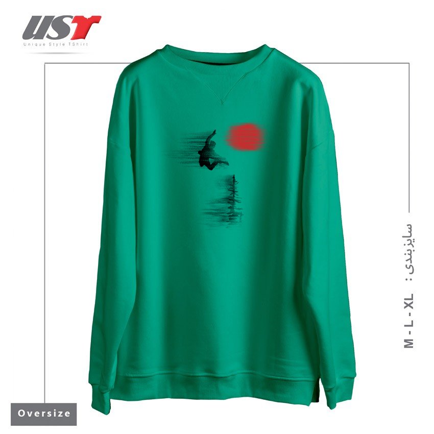 طرح SNOW AND WINTER ART85 سوییشرت اورسایزرنگ سبز سدری