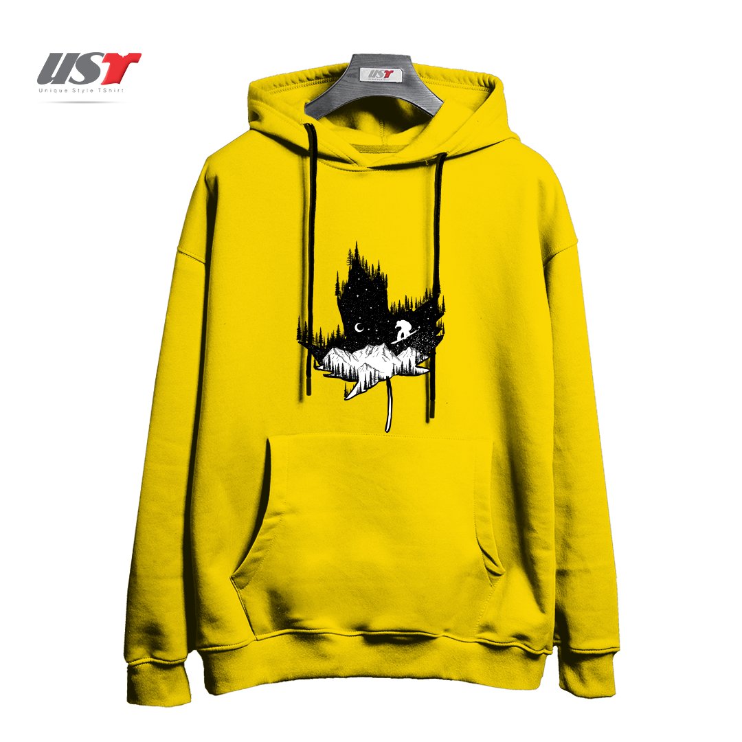 طرح SNOWBOARD ART هودی اورسایزرنگ زرد