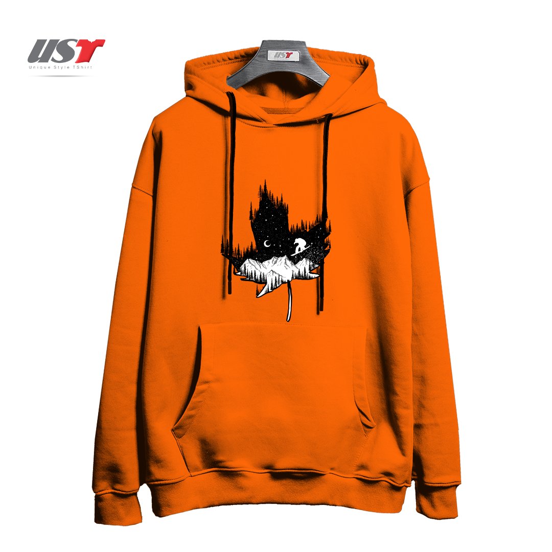 طرح SNOWBOARD ART هودی اورسایزرنگ نارنجی