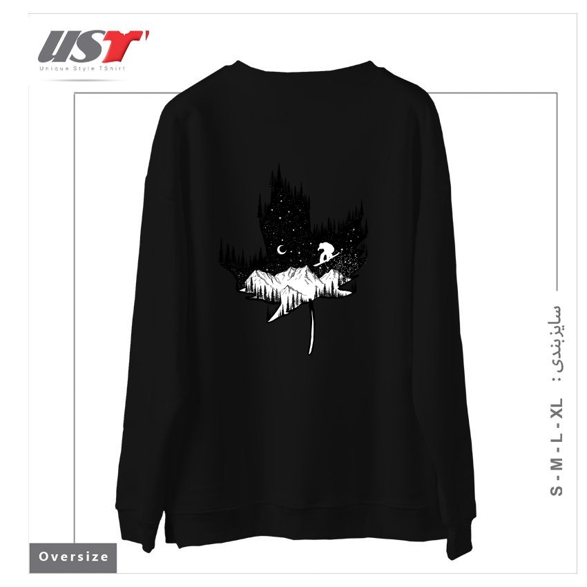 طرح SNOWBOARD ART سوییشرت اورسایزرنگ مشکی