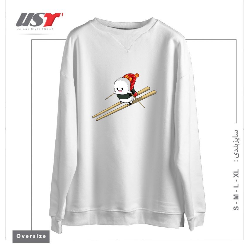 طرح SUSHI SKI سوییشرت اورسایزرنگ سفید