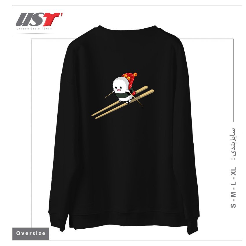 طرح SUSHI SKI سوییشرت اورسایزرنگ مشکی