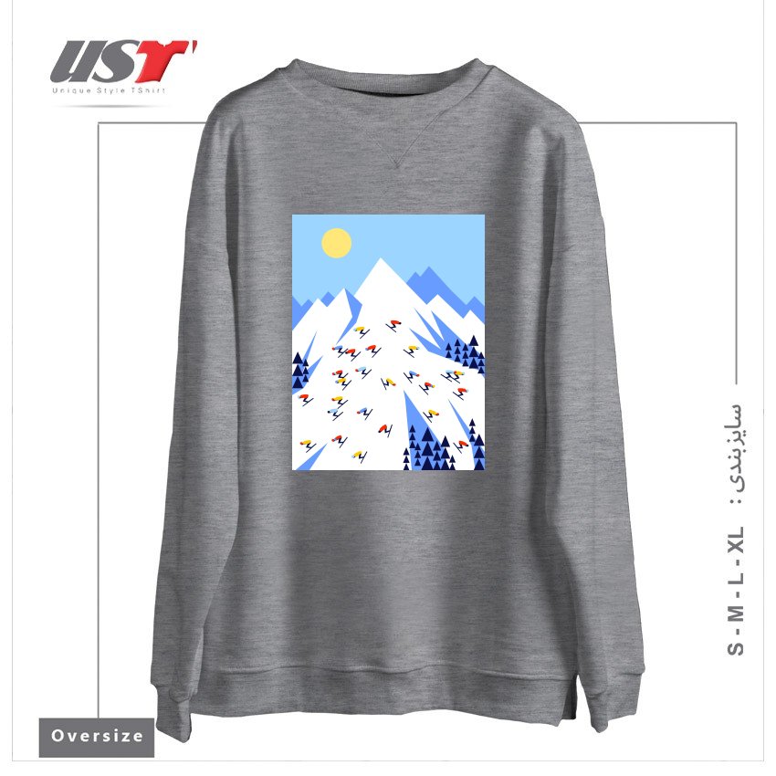 سوییشرت اورسایز طرح THE MOUNTAINS. PERFECT DAY!