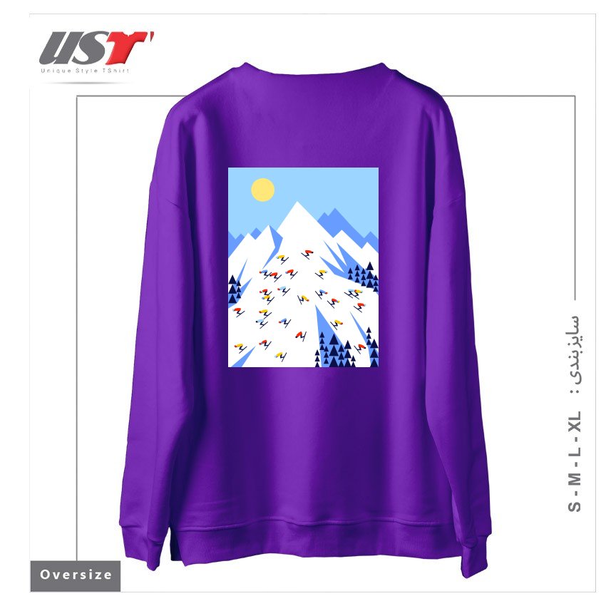 طرح THE MOUNTAINS. PERFECT DAY! سوییشرت اورسایزرنگ بنفش