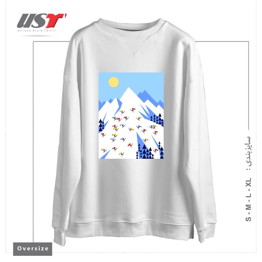 سوییشرت اورسایز طرح THE MOUNTAINS. PERFECT DAY!