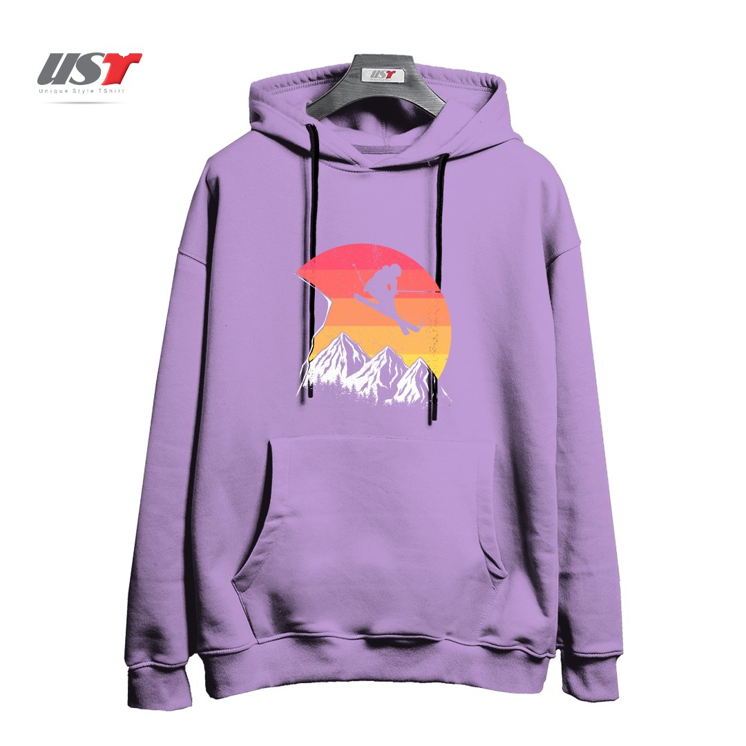 طرح VINTAGE ALPINE SKIING هودی اورسایزرنگ یاسی