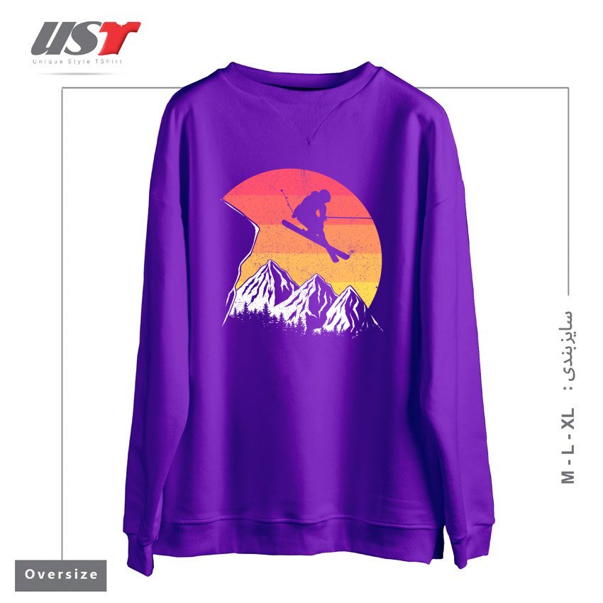 طرح VINTAGE ALPINE SKIING سوییشرت اورسایزرنگ بنفش