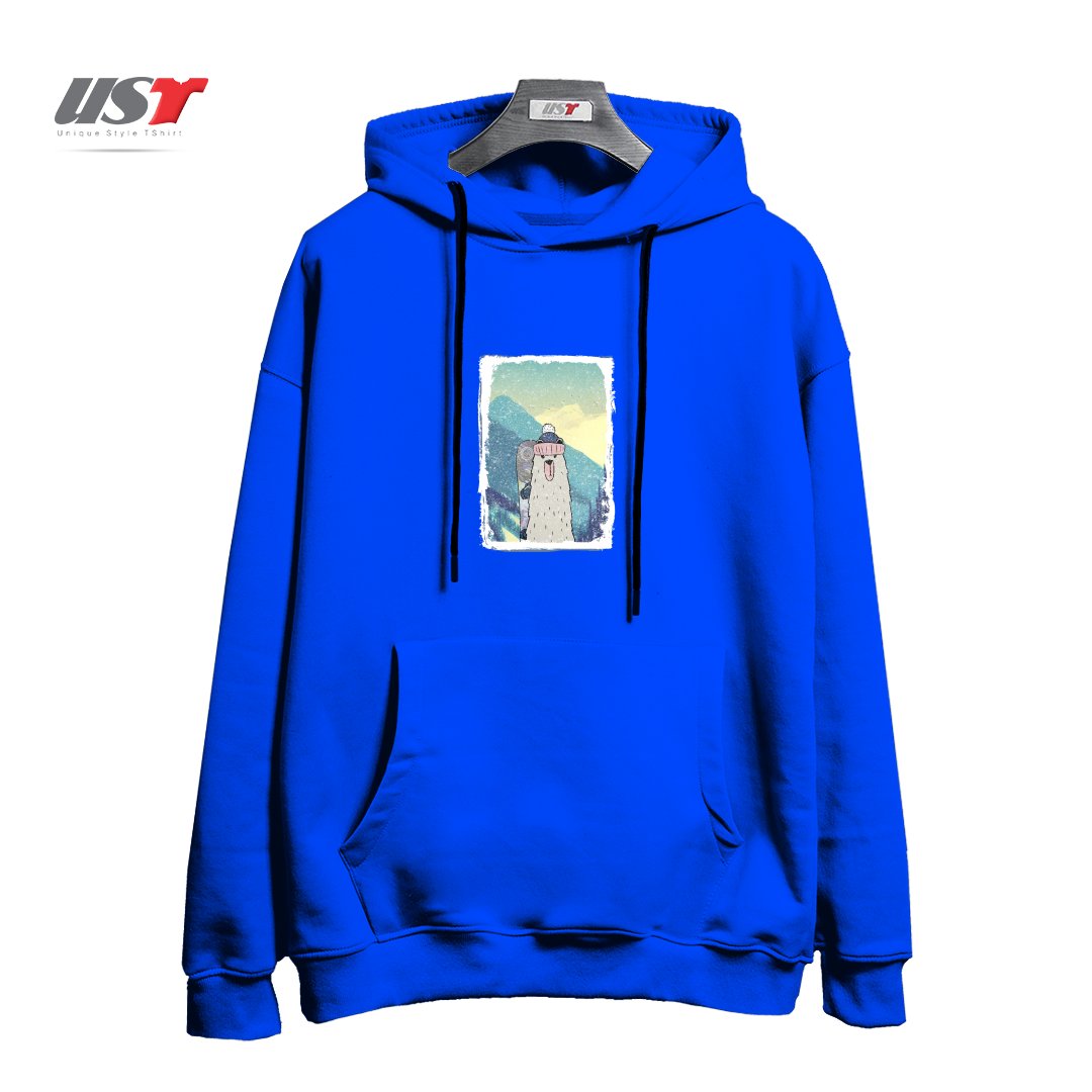 طرح WINTER GAMES AND CRAZY BEARS4 هودی اورسایزرنگ آبی شالی