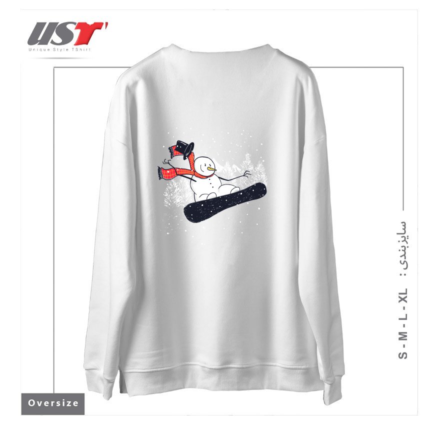 طرح WINTER'S COMING سوییشرت اورسایزرنگ سفید
