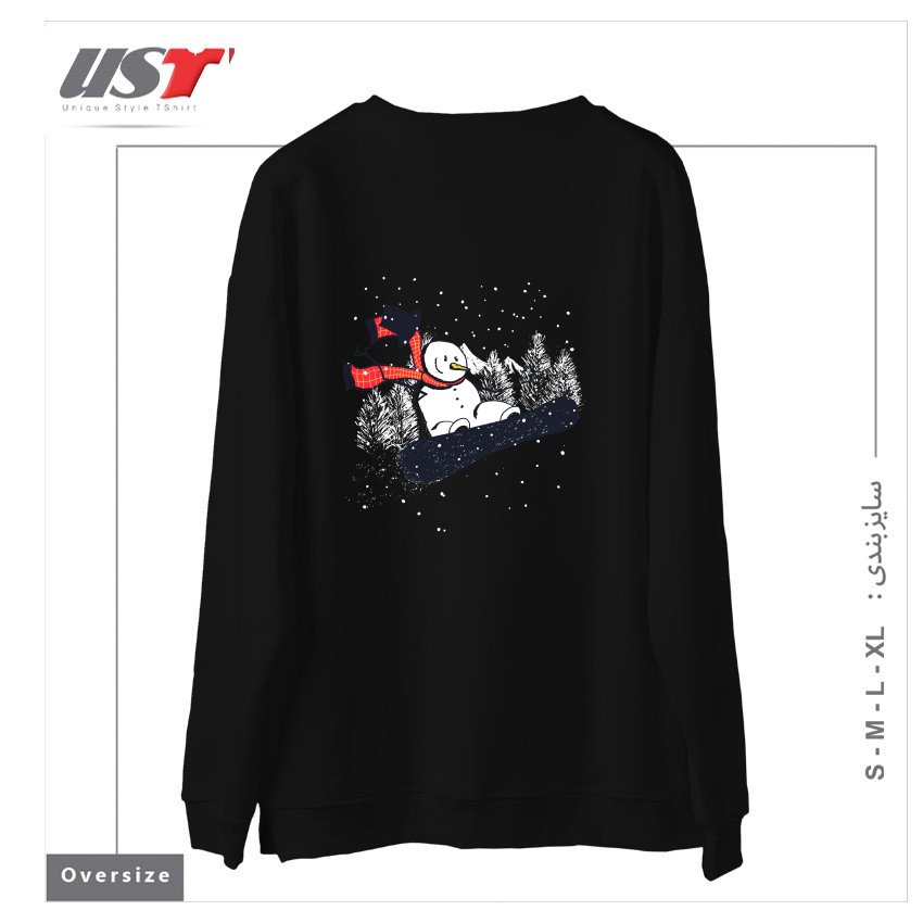 طرح WINTER'S COMING سوییشرت اورسایزرنگ مشکی