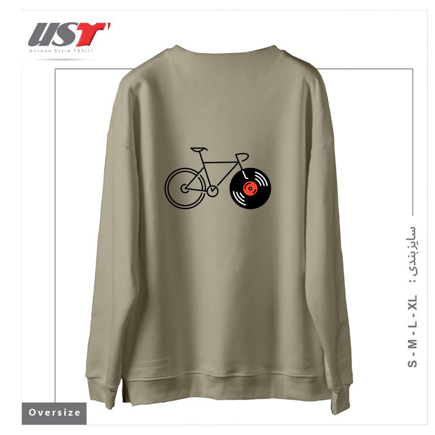 طرح BICYCLE VINYL RECORD سوییشرت اورسایزرنگ نخودی